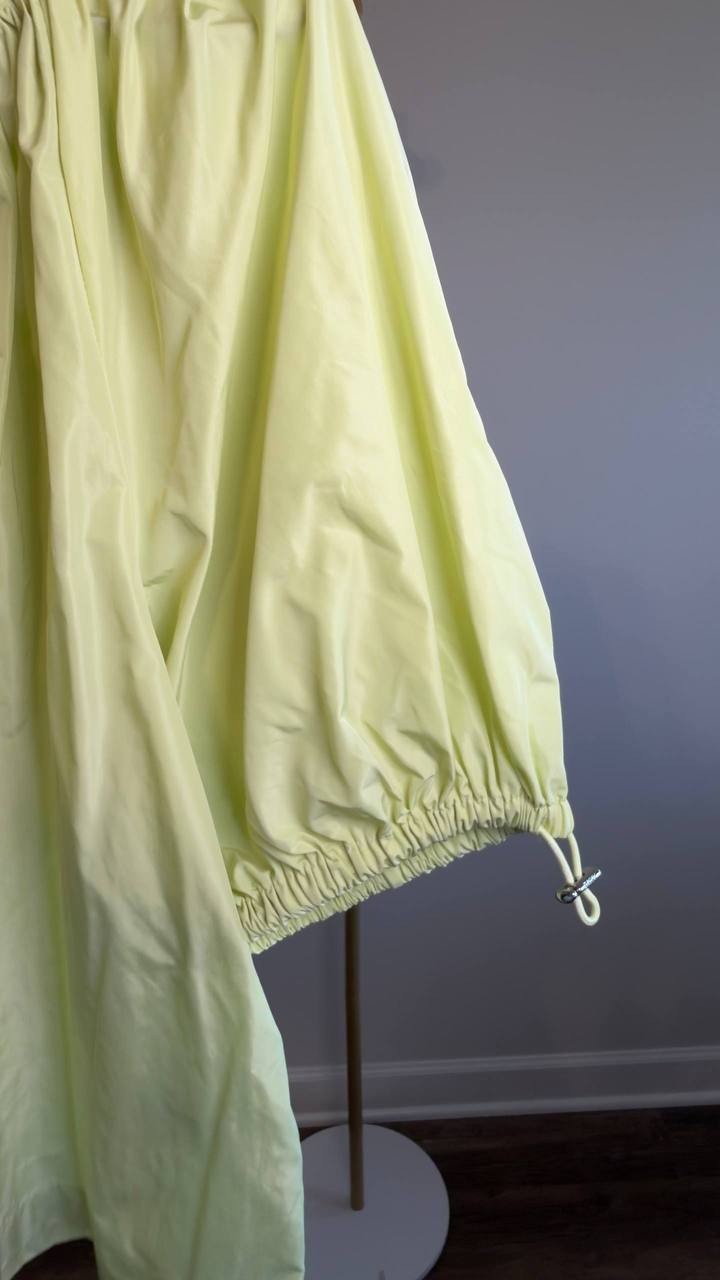 DKNY Drawcord Puff Sleeve Top Tea Green L NWT $79