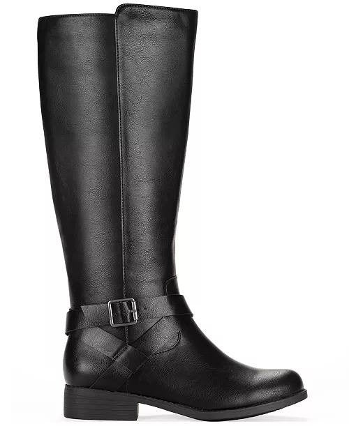 Style & Co Margoo Riding Boots 8M  Black Tall Zip Buckle NIB msrp$79.90