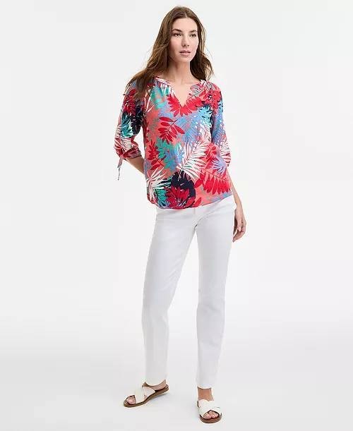 Jones New York Women’s Printed Top Coral Sun Multi PXS NWT $79.50