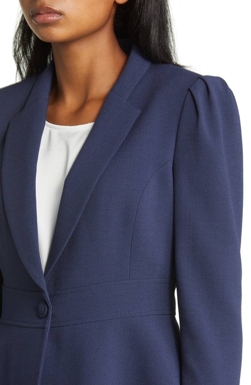Tahari ASL Peplum Blazer & Tapered Pants Set Midnight Navy 12 NWT $229