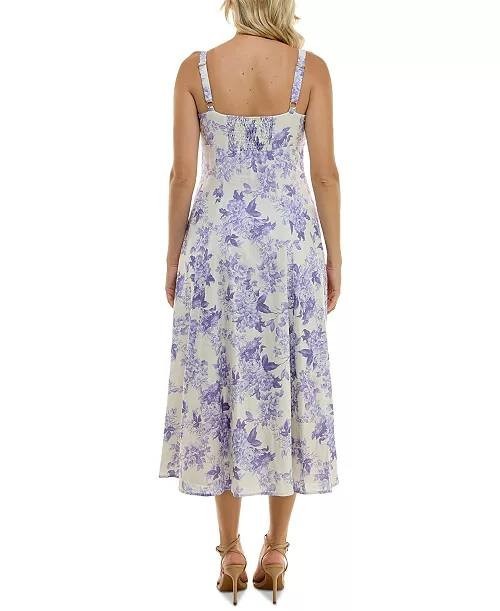 Taylor Women’s Floral Print Tie Bodice Flare Dress Size10NWOT two buttons missed