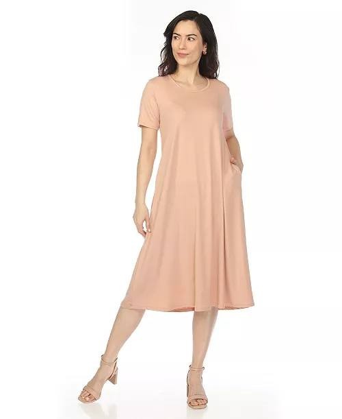 White Mark Women’s Crew Neck T‑Shirt Dress Rose Gold XL NWT $80