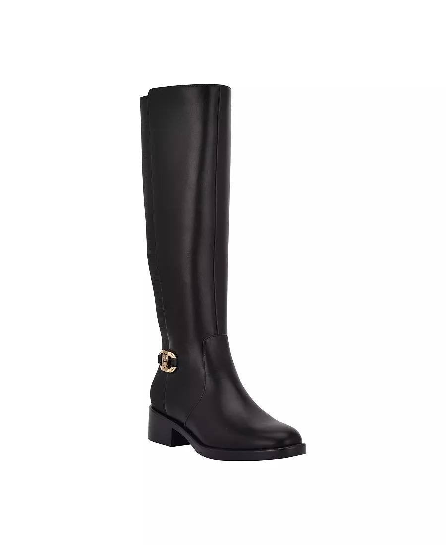 Tommy Hilfiger Imizza Boots 7.5M Black Faux Leather Knee‑High NIB msrp$159