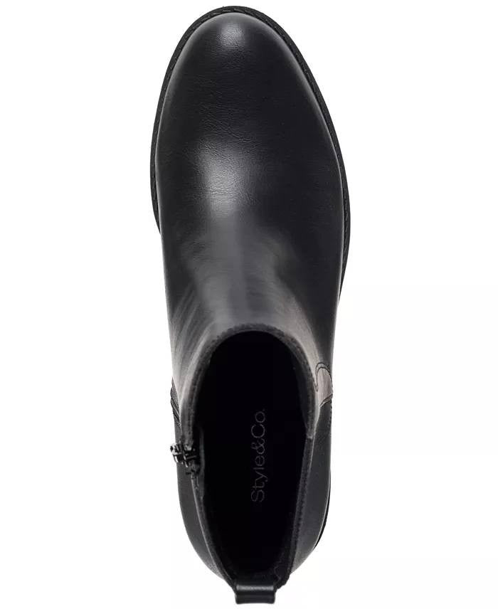 Style & Co Graciee Lug Booties Black Women’s 9 NWB Lug Sole Block Heel $69.90