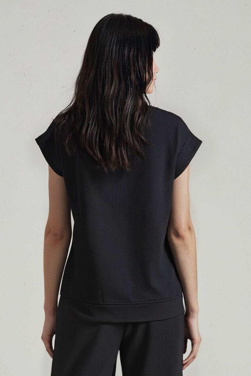 Three Dots Black Short Sleeve Crew Neck Top-XL-NWT-$68