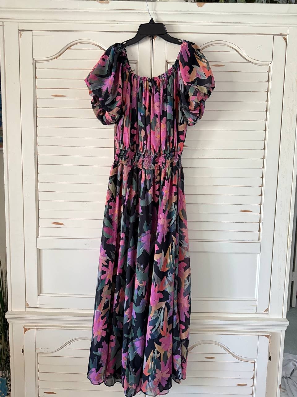 Vince Camuto Off-Shoulder Puff-Sleeve Maxi Dress M Multicolor NWT $119