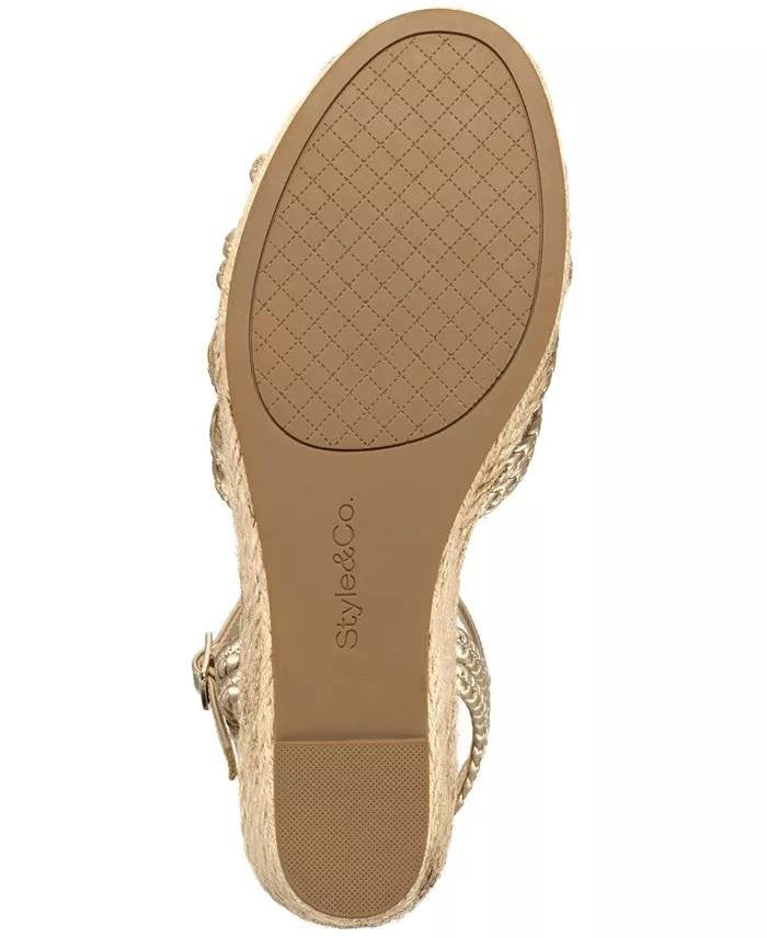 Style  &  Co  Wedge  Sandals  Gold  7.5M  New  $60