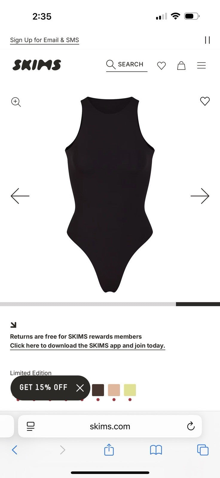 Skims High-Neck Bodysuit Black XXS | Wireless Underwire, Polyamide/Elastane