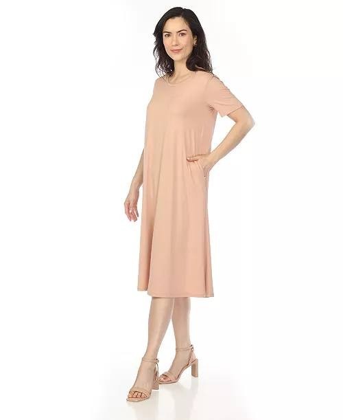 White Mark Women’s Crew Neck T‑Shirt Dress Rose Gold XL NWT $80