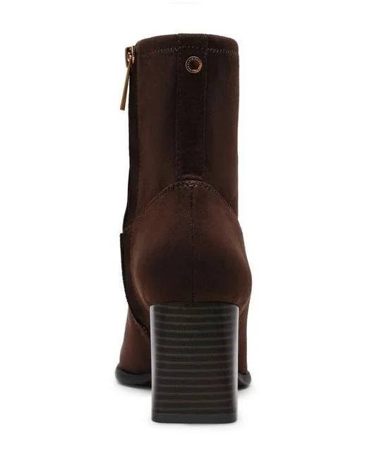 Anne Klein Paidge Bootie Dark Brown 8M Fabric Sock Fit Booties NWB MSRP $109
