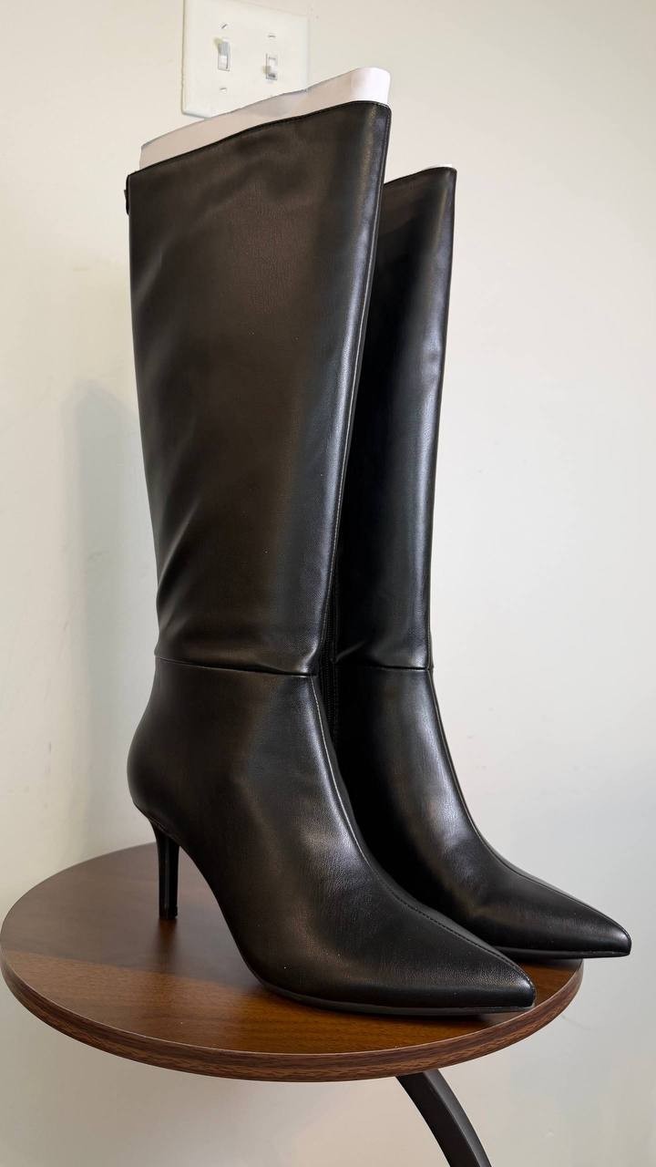 Guess Wayla Knee‑High Nappa PU Stiletto Boots Black Women’s 8M NWB $259