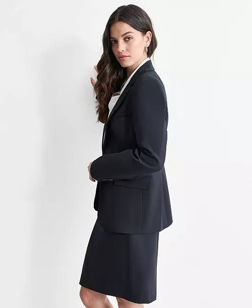 DKNY Women’s Single‑Button Long‑Sleeve Notch‑Lapel Blazer Black 6 NWOT $120