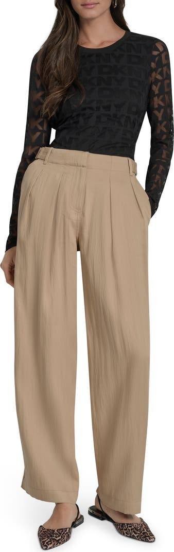 DKNY Weathered Twill Pleated Pants – Size 12 –Beige– NWT – $99