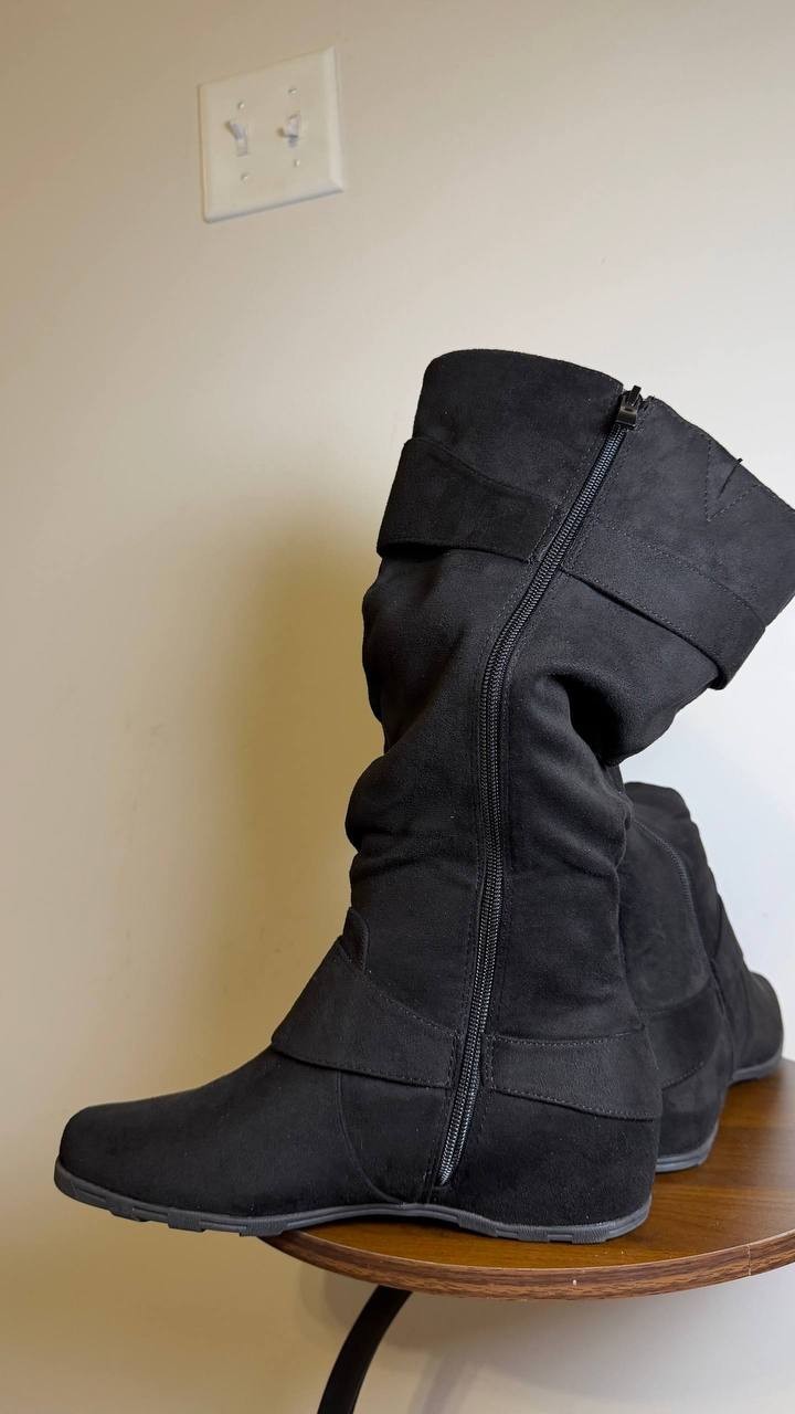 Journee Black Faux Suede Boots 8.5M NIB MSRP $115
