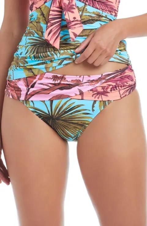 Bleu Rod Beattie Sarong Hipster Bikini Bottom White Lotus  8 NWT $65