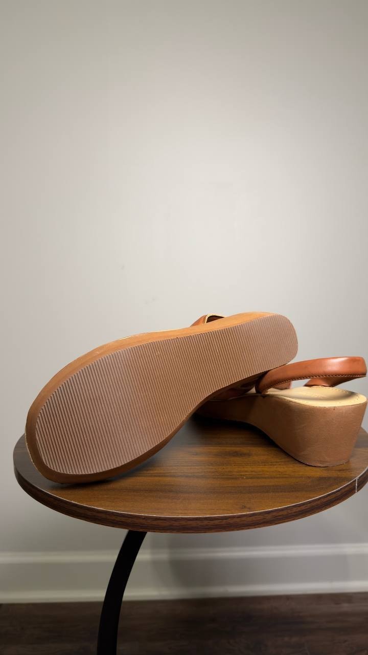 Reaction  Kenneth  Cole  Wedge  Sandals  Luggage  10M  New  $59