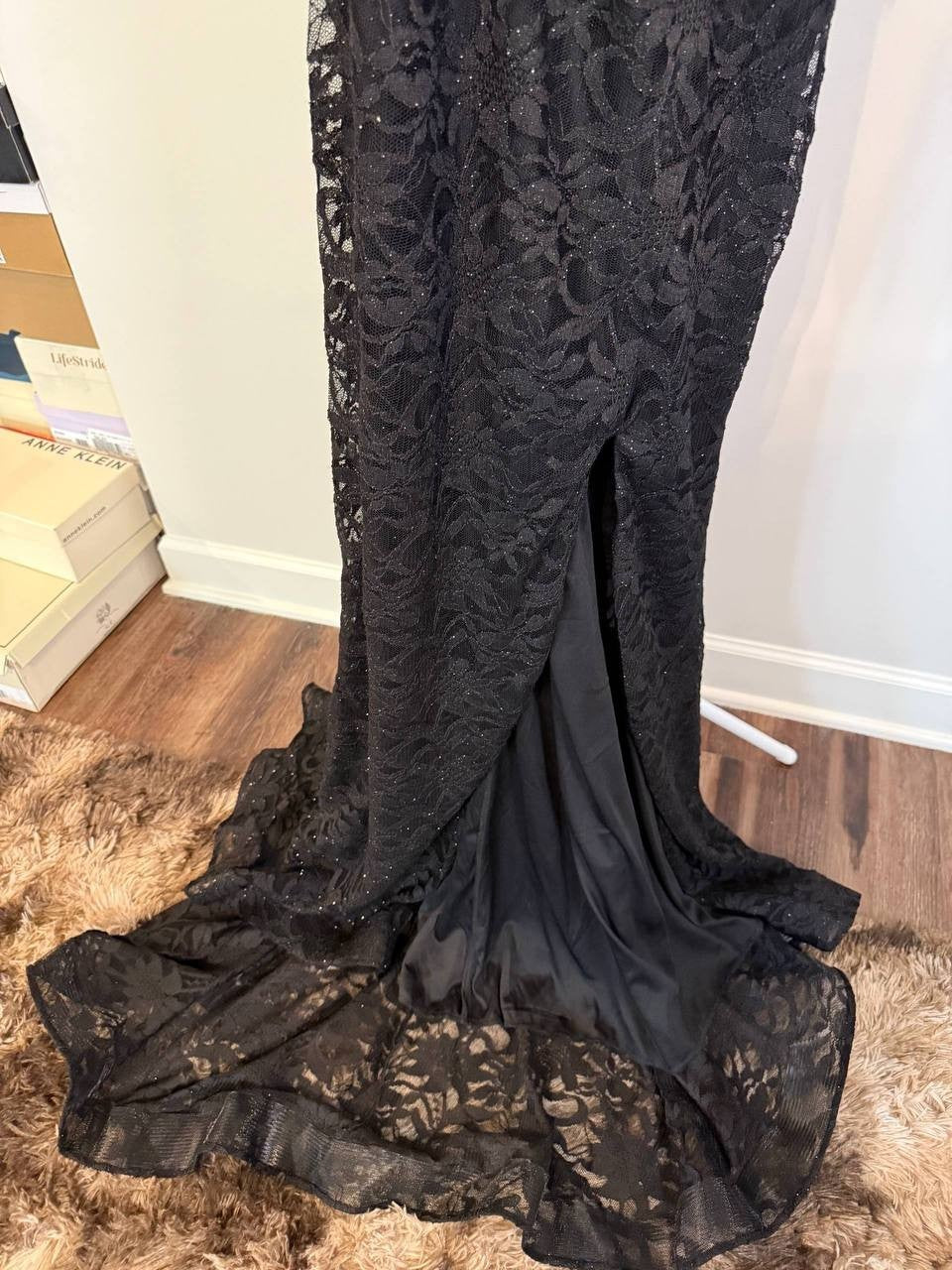 Emerald Sundae Plus‑Size Off‑the‑Shoulder Lace Gown – Black– Size 14 – NWOT