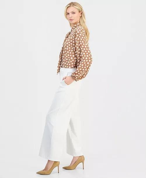 T Tahari High‑Rise Straight Wide‑Leg Pants 2 White Star NWT $88