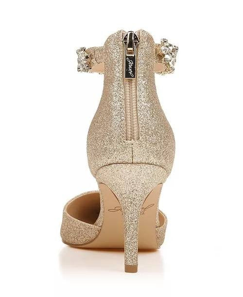 Jewel Badgley Mischka Raleigh Pumps Gold Glitter 7 Man‑Made MSRP $109 NWB