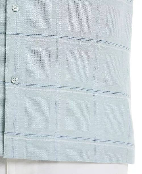 Cubavera Men’s Classic‑Fit Windowpane Linen Blend Camp Shirt S/CH $80 NWT