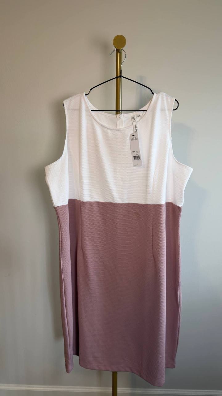 NY Collection Plus Size Sleeveless Knee‑Length Dress Blush 18W NWT