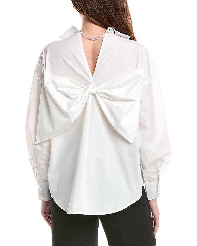 Gracia Big Bow Back Pearl Strand Top White S Pre-Owned