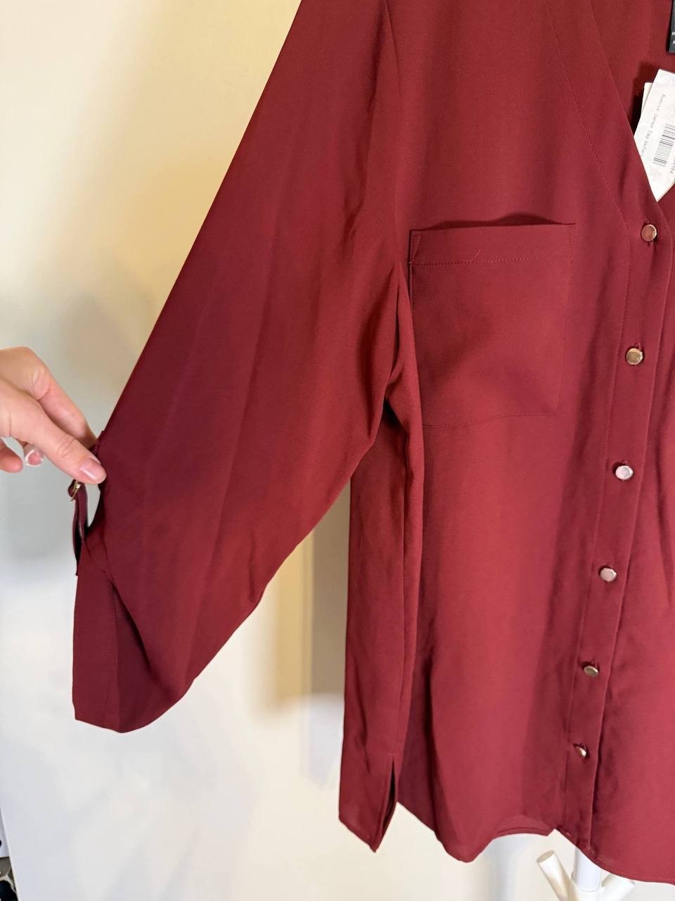 Jones New York Tunic Button‑Down Blouse – L – Red – NWT