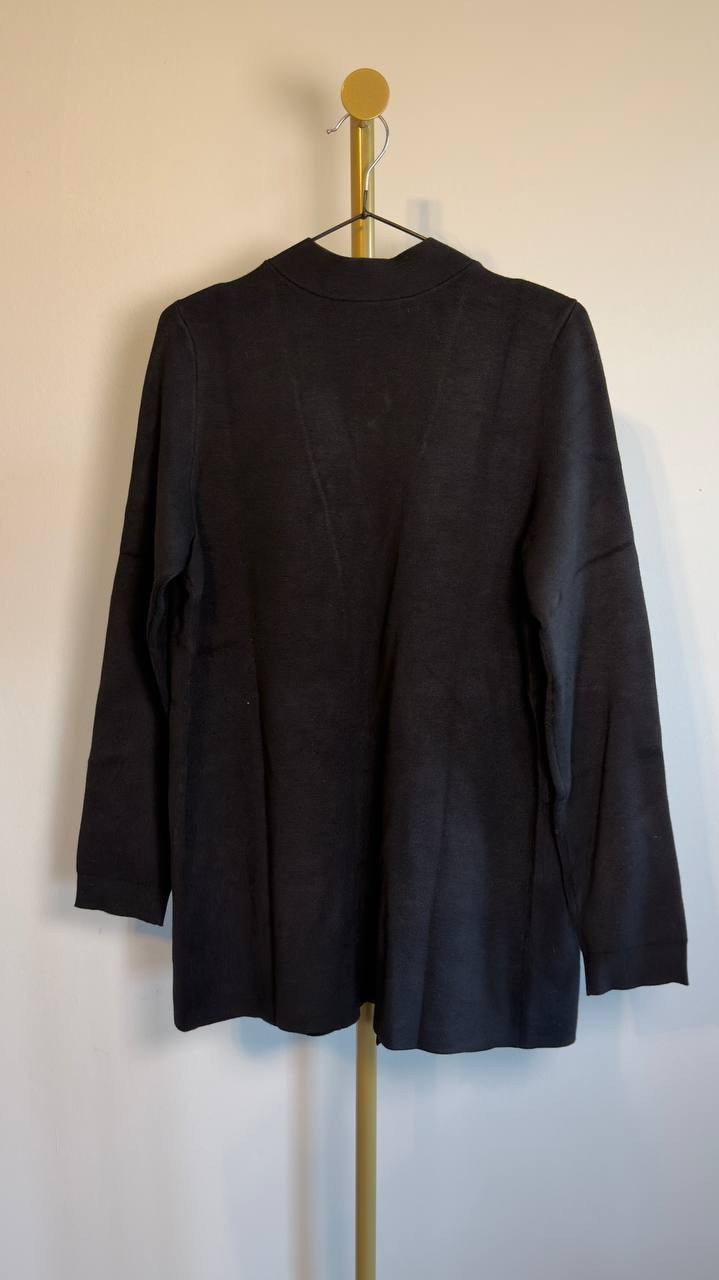Kasper Open-Front Long-Sleeve Cardigan Black S NWT $99