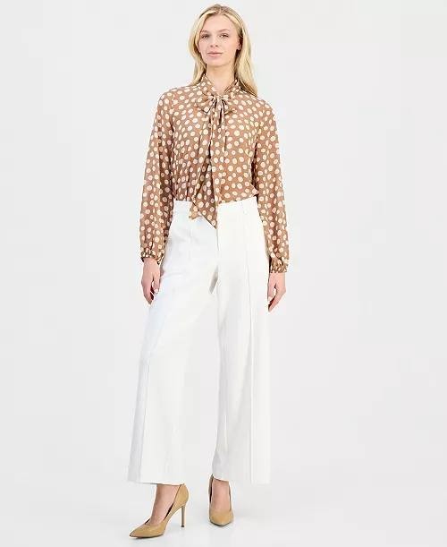 T Tahari High‑Rise Straight Wide‑Leg Pants 2 White Star NWT $88