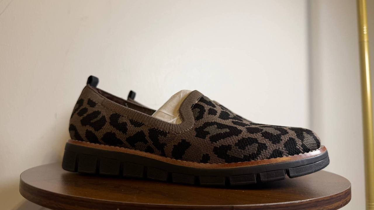 Easy Spirit Valina eFlex Knit Slip‑On Loafers Black Leopard 7.5W Comfort NWB $89