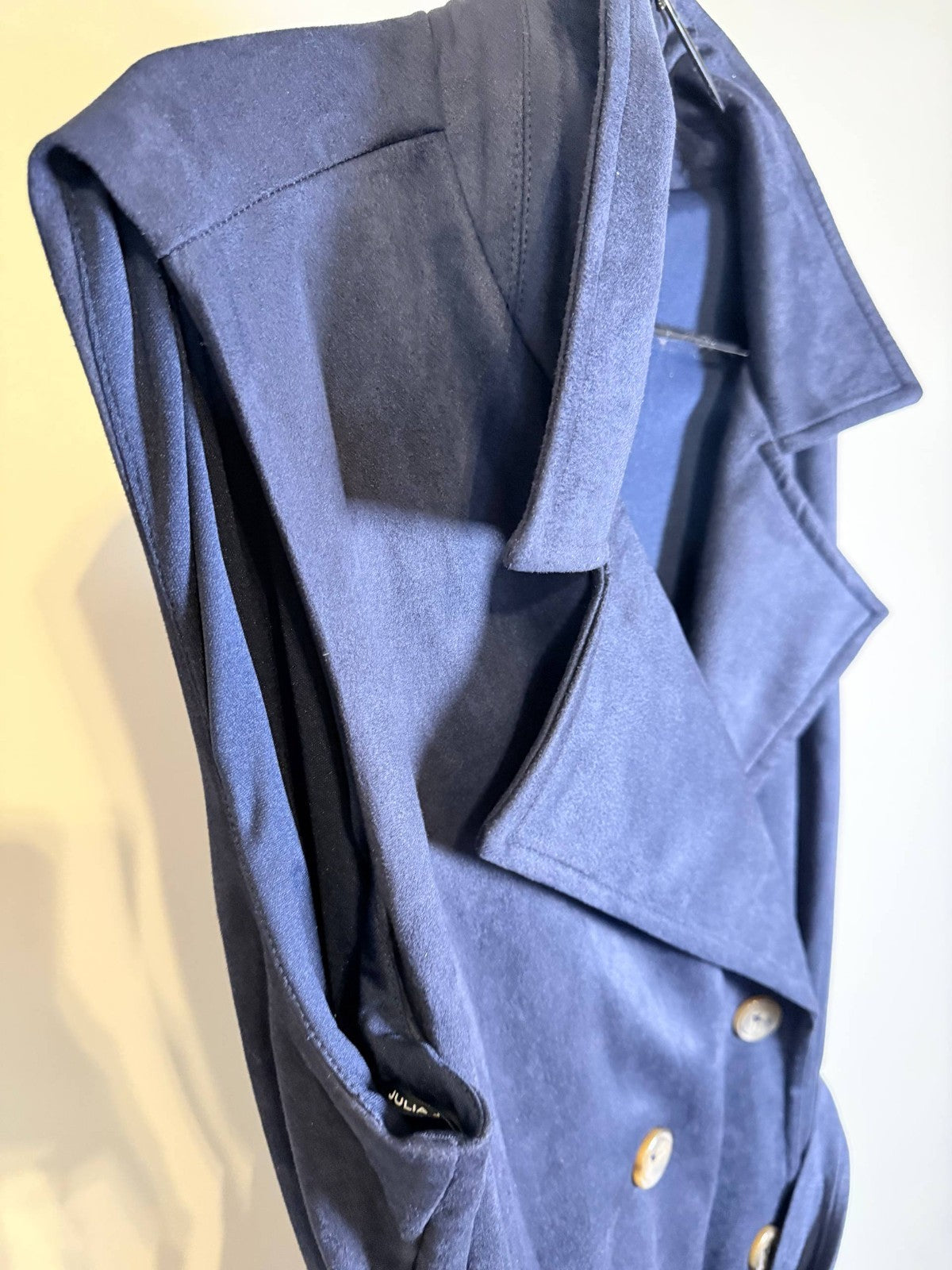 Julia Jordan Faux‑Suede Sash‑Belt Notch‑Lapel Dress – Navy – NWT – Sizes 2–16