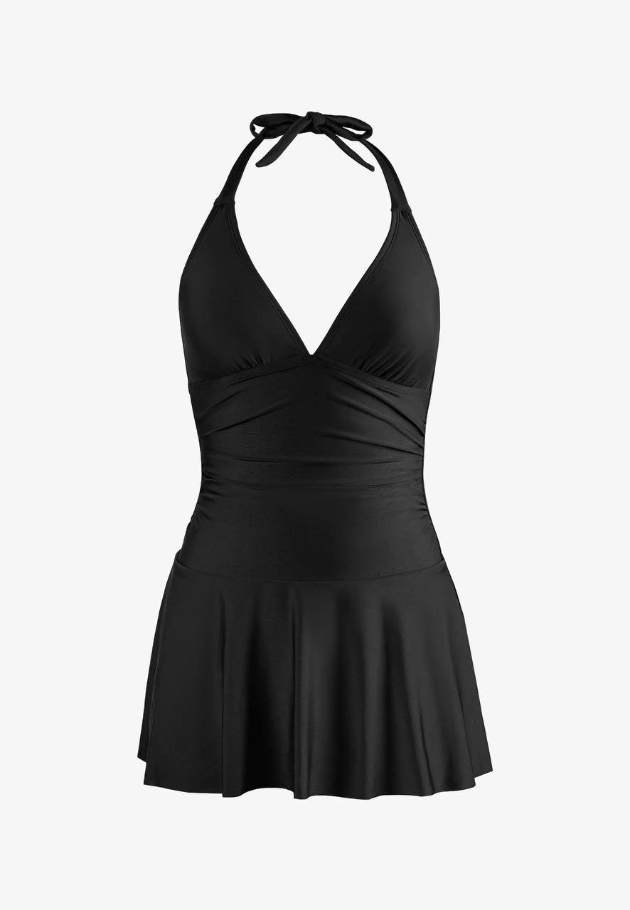 Cupshe Backless Halter One-Piece Swimdress Black M NWT $50