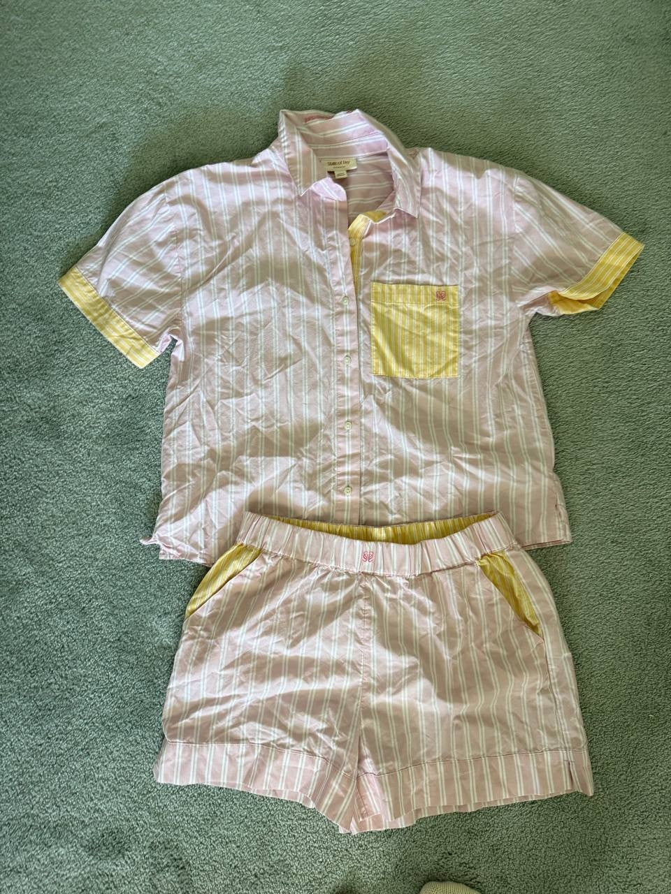 State of Day Breathe &amp; Rest Pajama Set, Womens S, Pink Stripe Colorblock