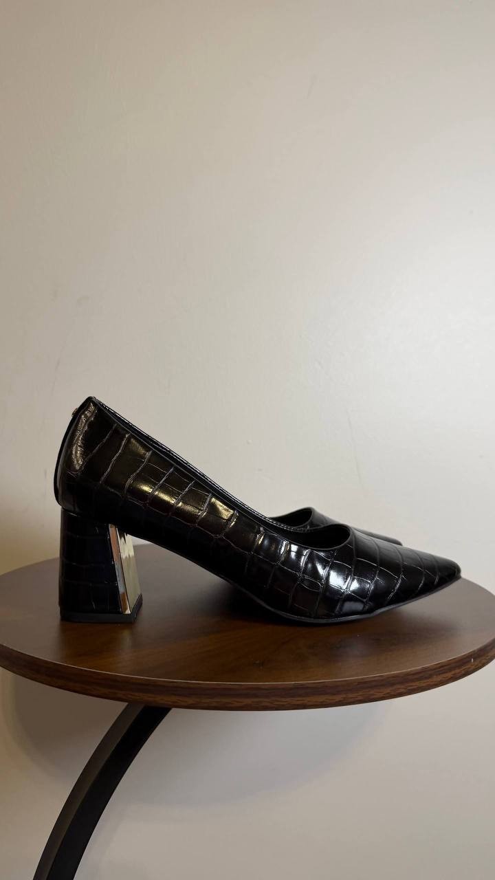 Jones New York Block Heel Pumps 7.5M Black Croco Faux Leather MSRP $69.90