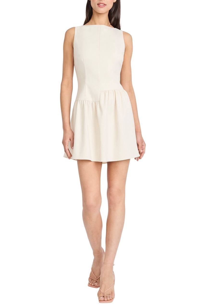 Donna Morgan Sleeveless Boat Neck Mini Dress Neutral 8 NWT $118