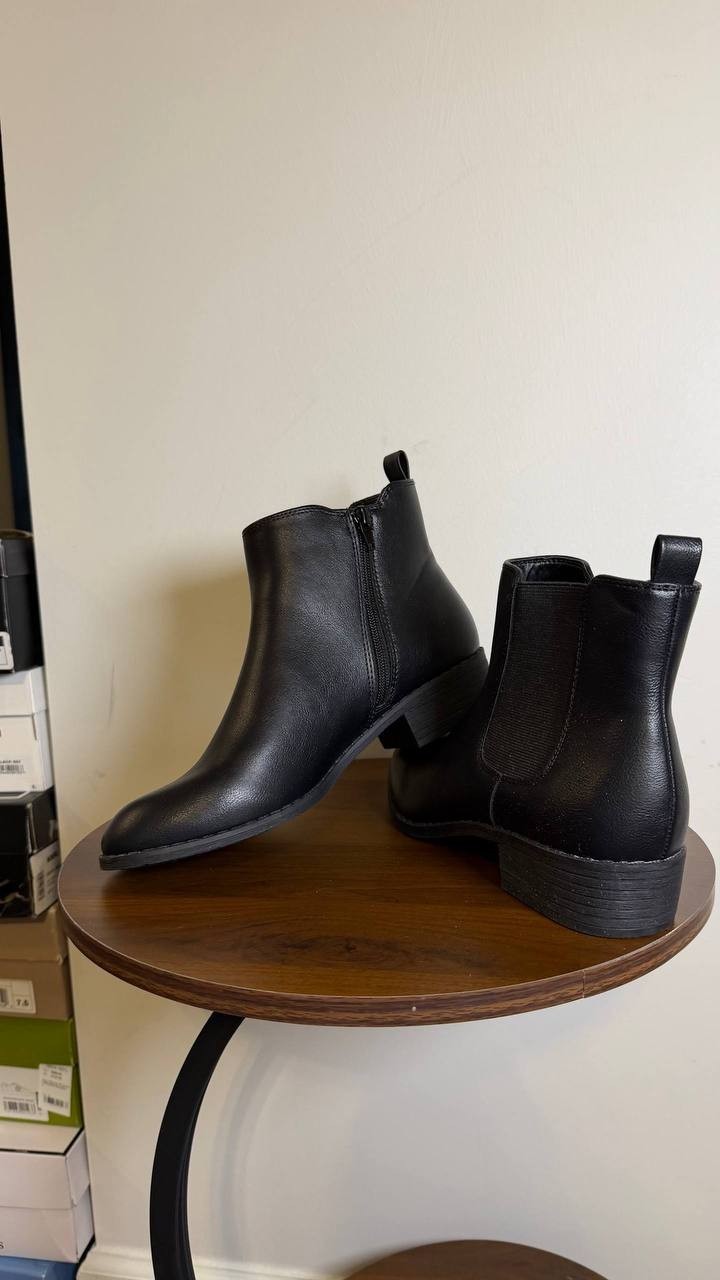 Style&Co Black Man‑Made Block Heel Booties 9M New in Box MSRP $69.90