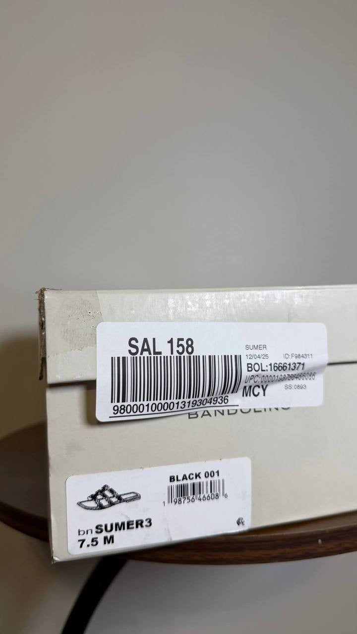 Bandolino Black Faux Leather Flat Slide Sandals 7.5M New in Box MSRP $79