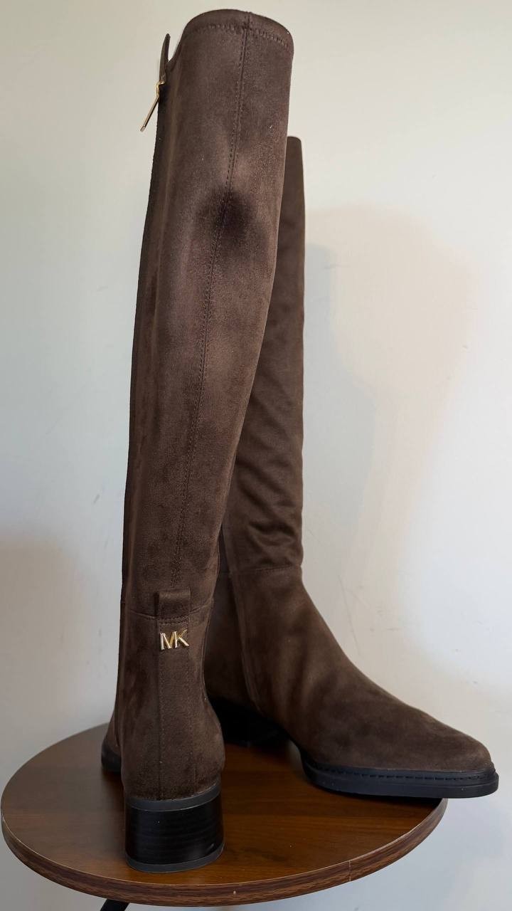 Michael Kors Lex Women’s Block Heel Boots Chocolate 11WS Polyester $175 NWB