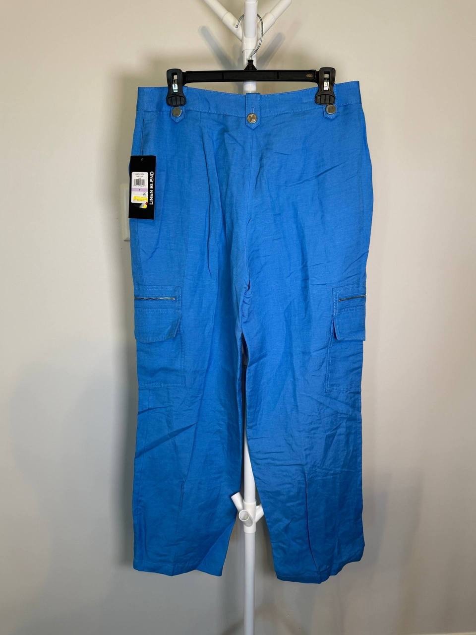 Karl Lagerfeld Paris Linen‑Blend Straight‑Leg Cargo Pants – Size 6 – NWT