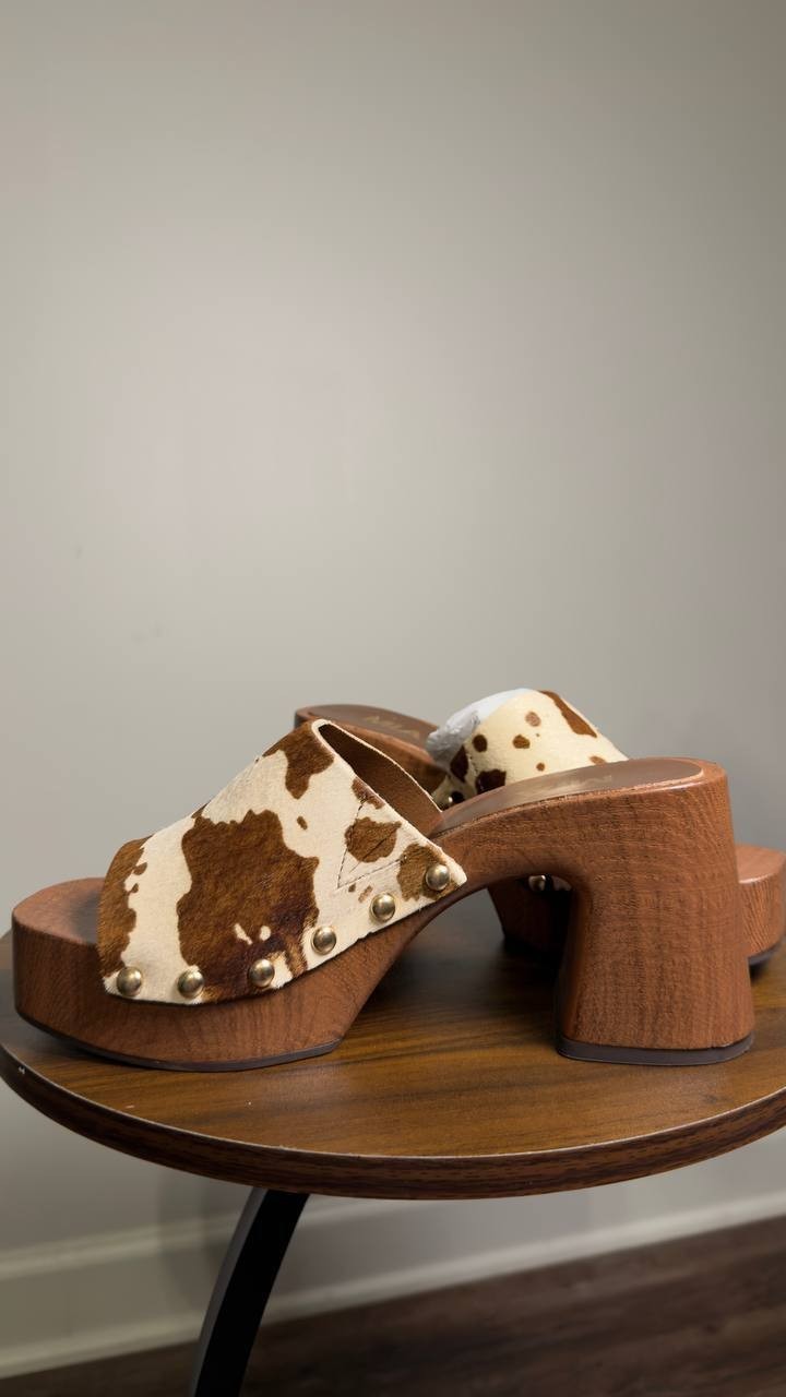 MIA  Platform  Block  Heel  Sandals  Brown  Cow  6.5M  New  $80