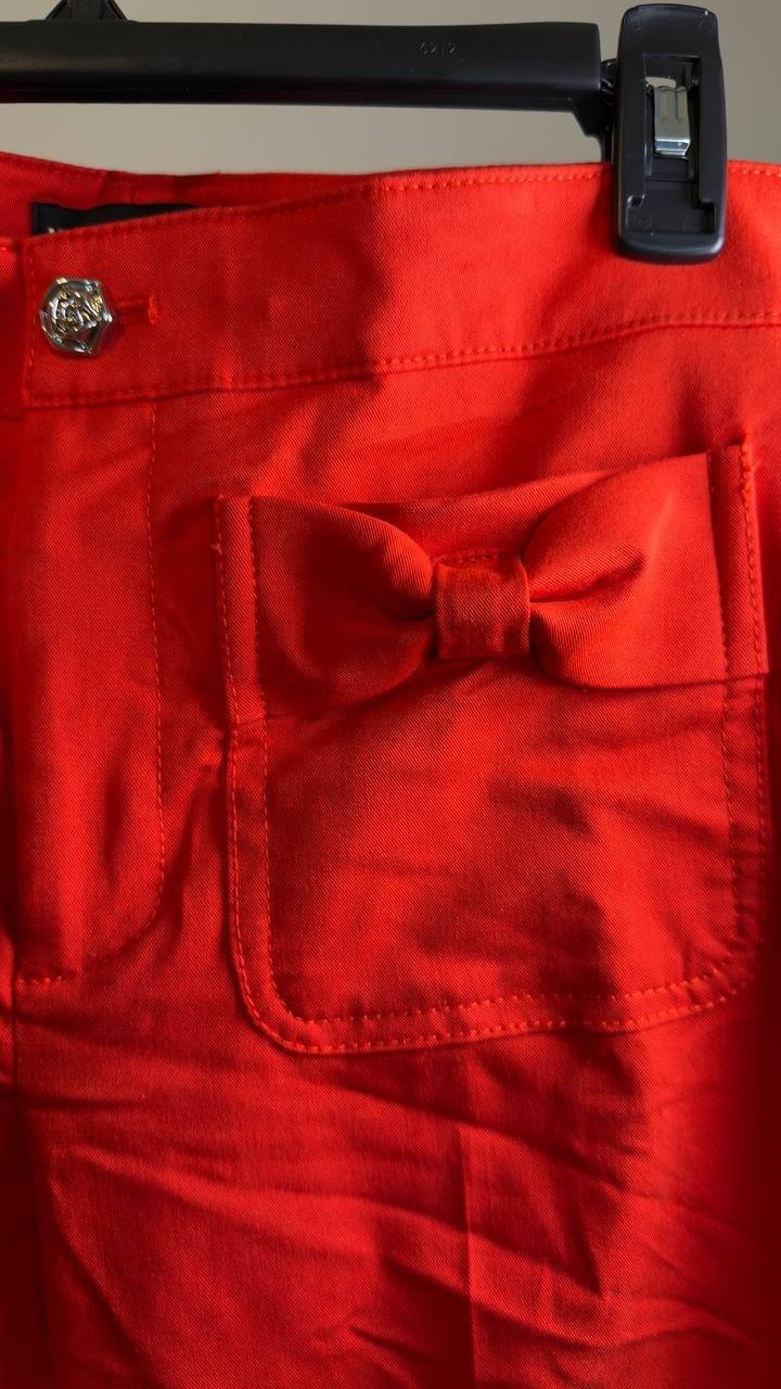 Karl Lagerfeld Mid‑Rise Straight Bow Pocket Pants Red 6 NWT $109