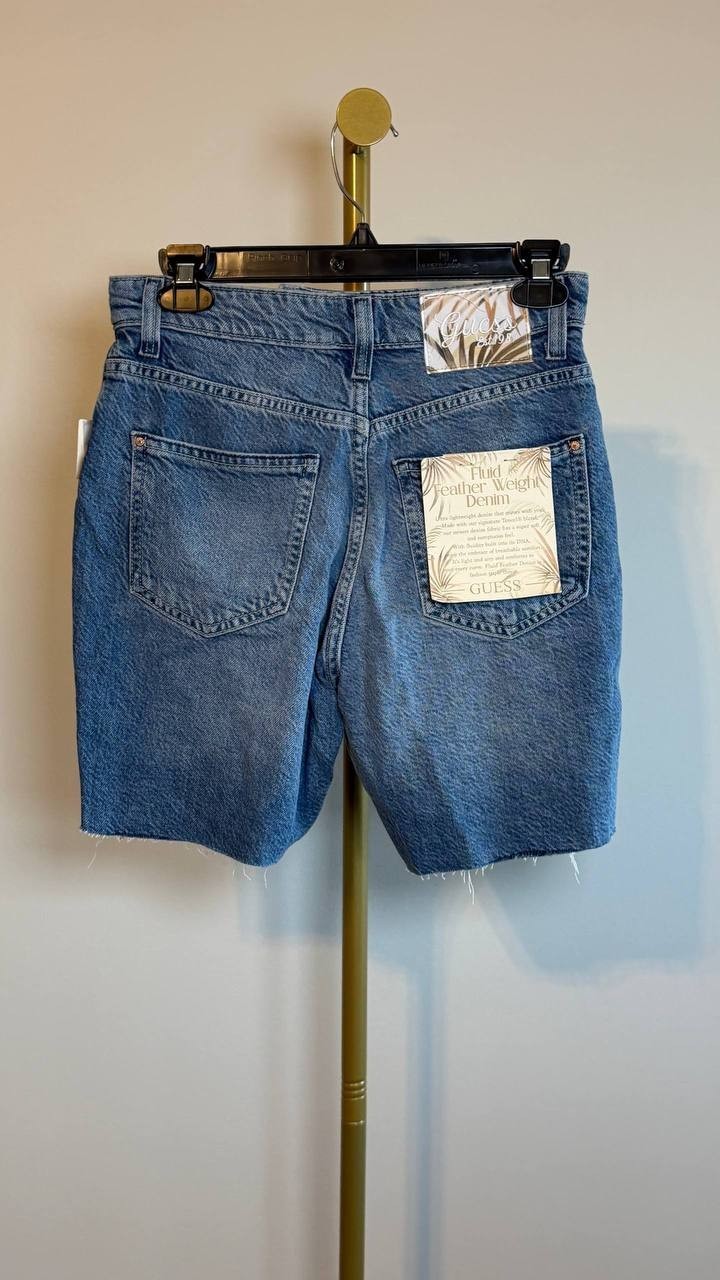 Guess Eco 80s Pedal Denim Shorts Blue 25 NWT $89