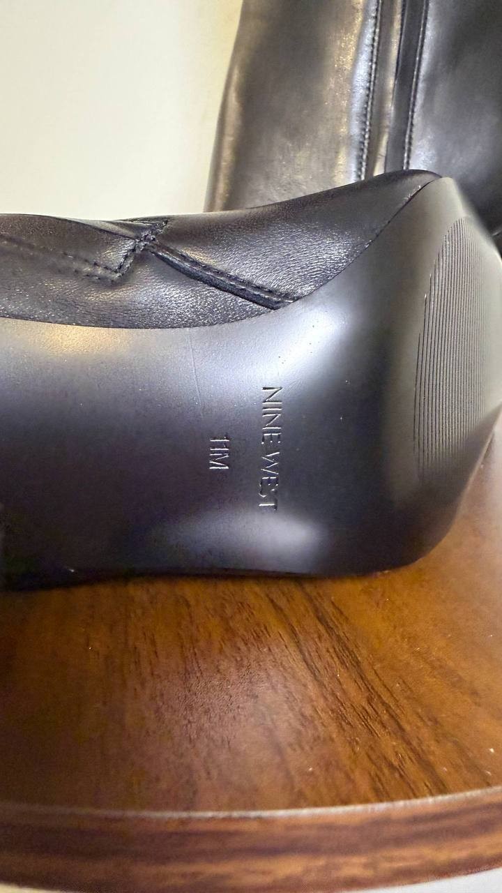Nine West High Boots 11M Black Leather New in Box MSRP $249