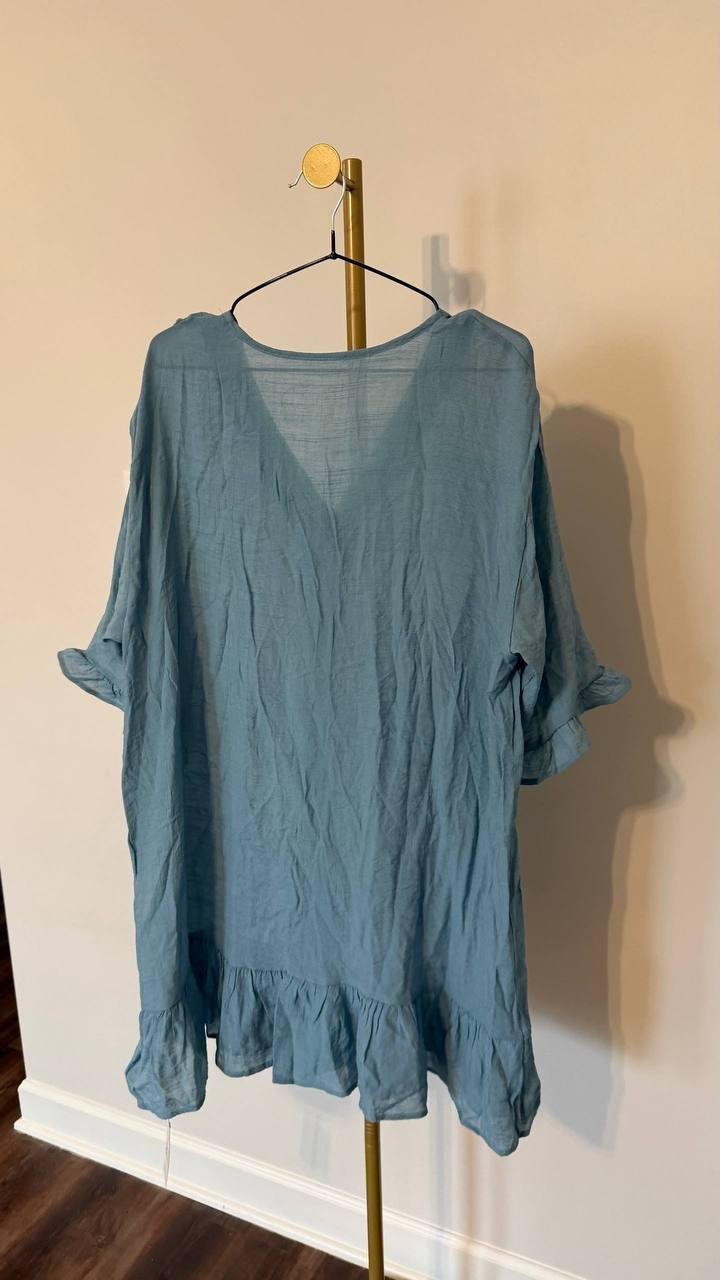 Cupshe Blue Ruffled Swim Cover‑Up Dress Size XL NWT Beachwear Summer msrp$53