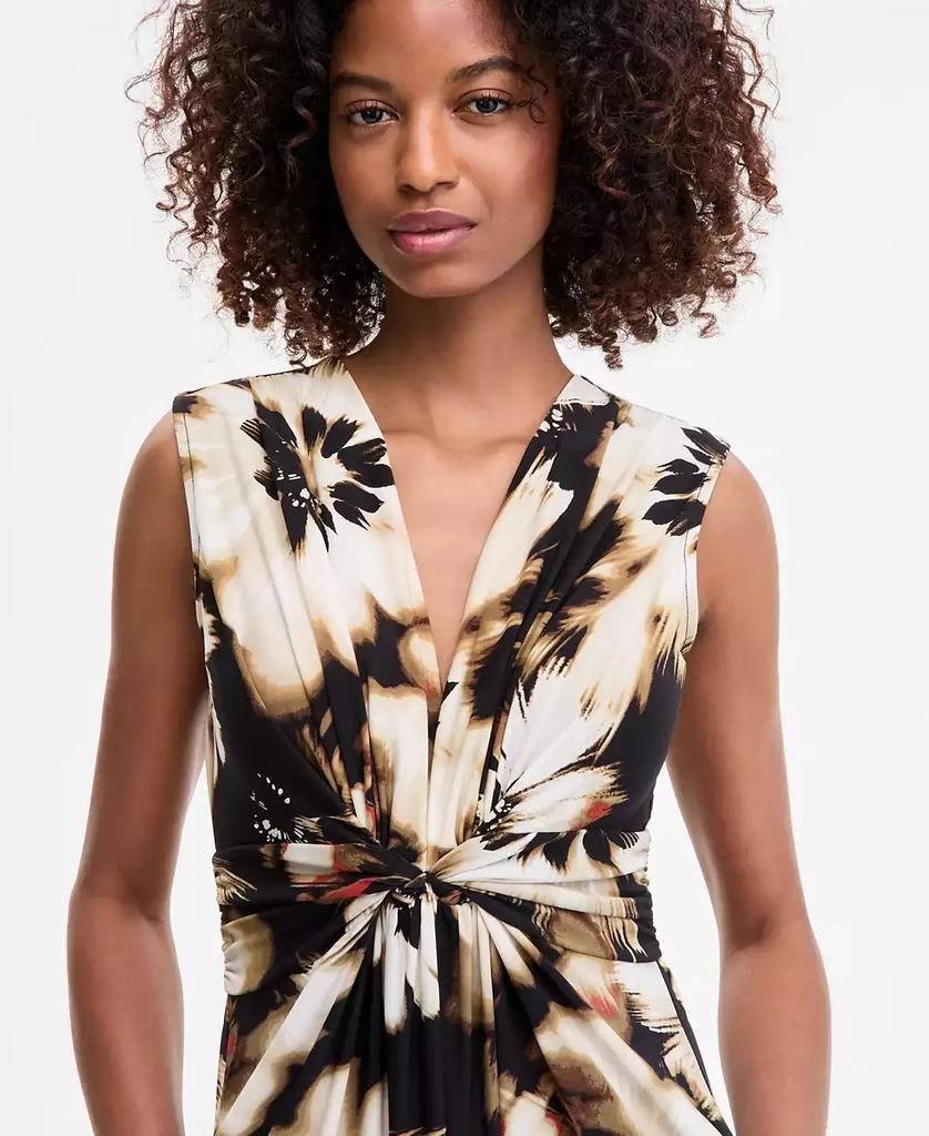 Anne Klein Petite Printed Twist-Front Maxi Dress Black Multi PXS NWT $119