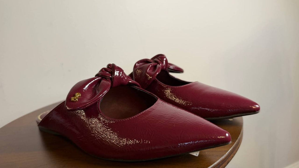 Sam & Libby Marley Mules 8.5 Mahogany Pointed Toe Bow Slip‑On NIB msrp$70