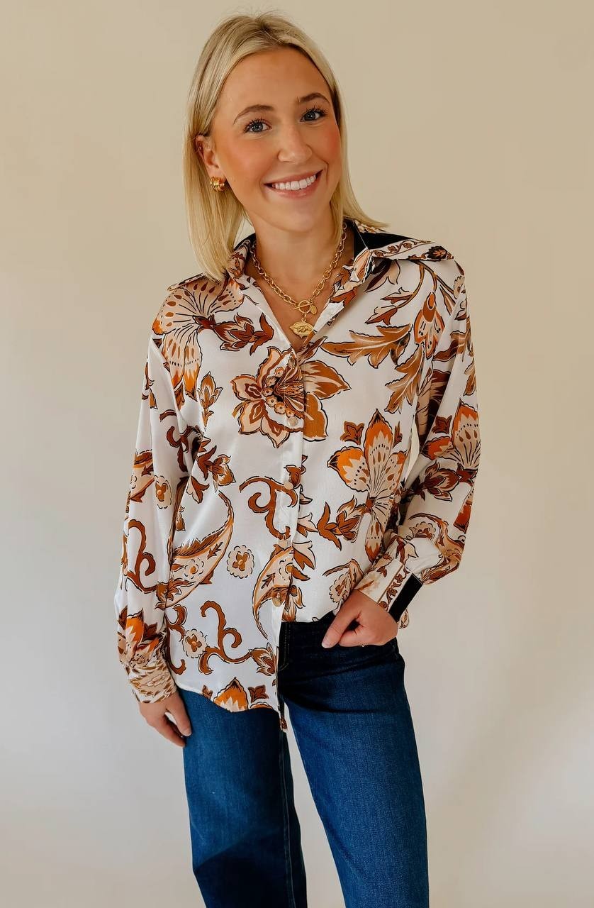 BEULAHSTYLE “Leaves Changing” Buttoned Blouse – Size L–NWT– $128
