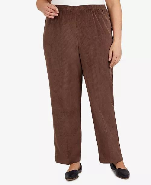 Alfred Dunner Plus Size Slimming Corduroy Pants Brown 22W NWT $54.50