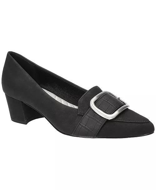 Easy Street Aster Slip‑On Pumps Black 11M Man‑Made Block Heel $75 NWB