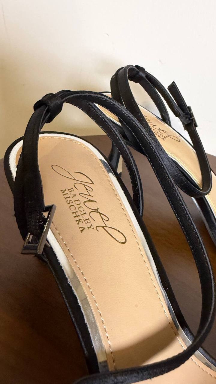 Badgley Mischka Jewel Black Man‑Made Dress Sandals 7.5M NIB MSRP $119